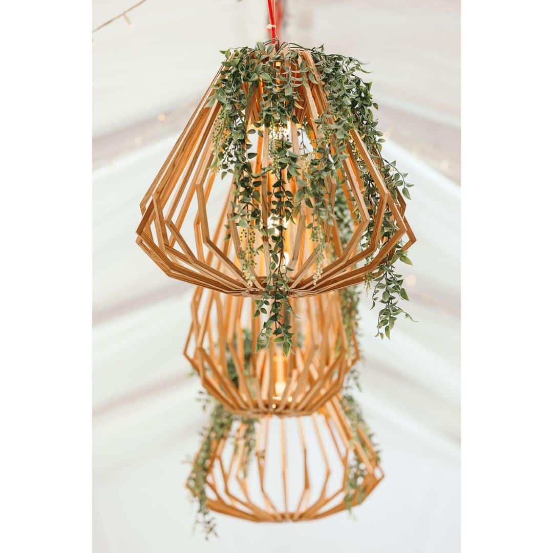 Whisk Pendant Light – Natural Timber with Red Cord – Set of Two