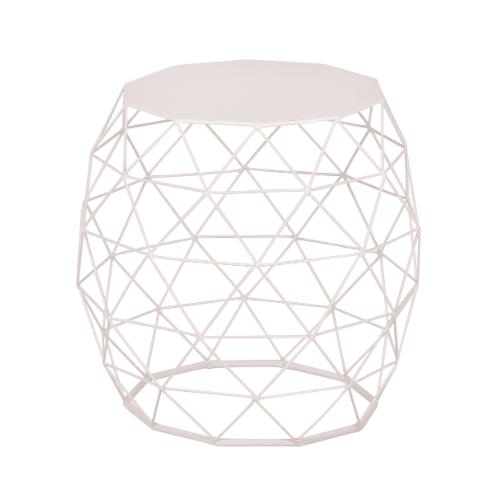 Geometric Wire Side Table – White – 34cmD x 46cmH