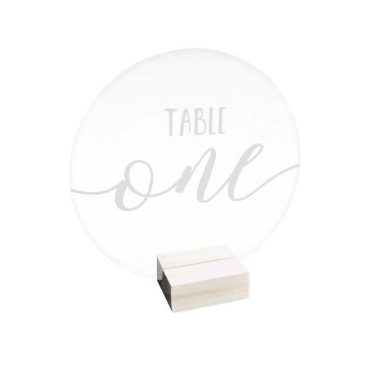 Table Number – White Embossed Round Acrylic