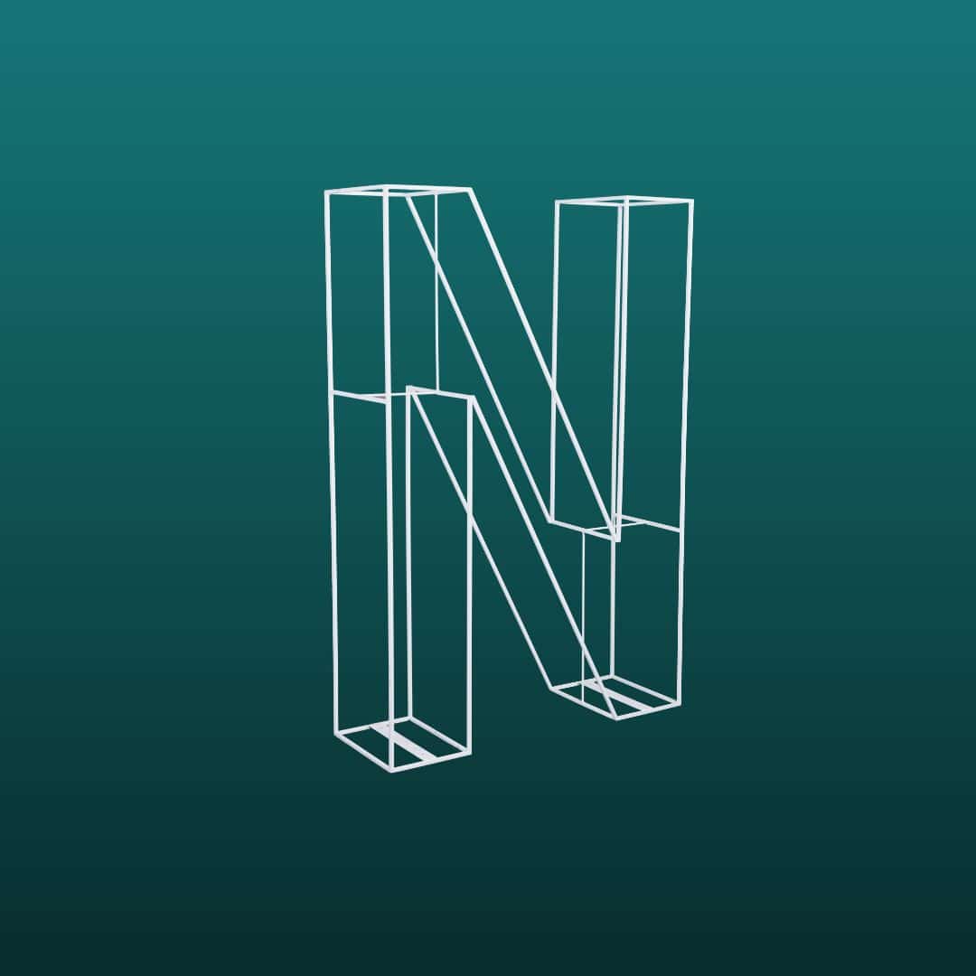 Wire Letter – N – White – 180cmH