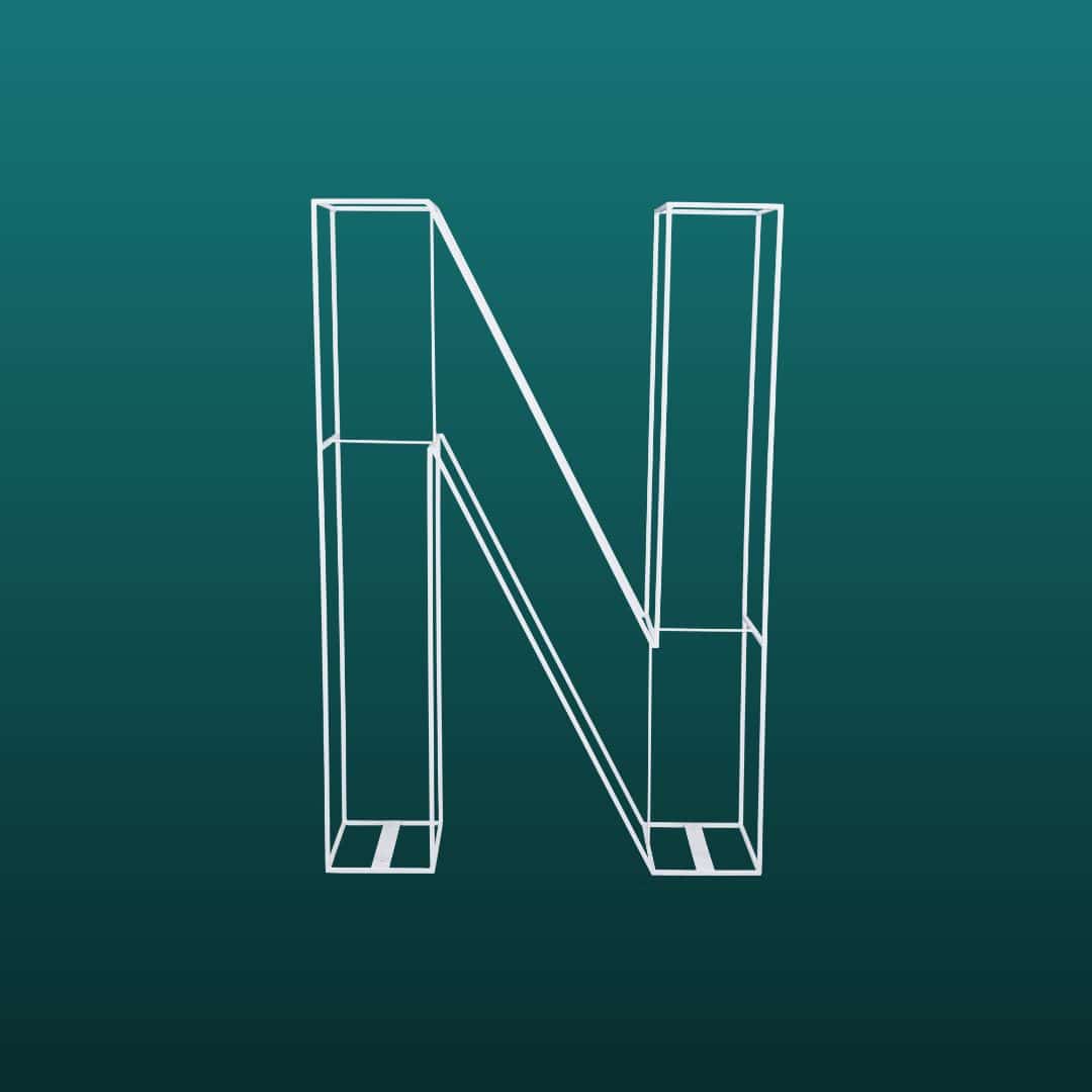 Wire Letter – N – White – 180cmH