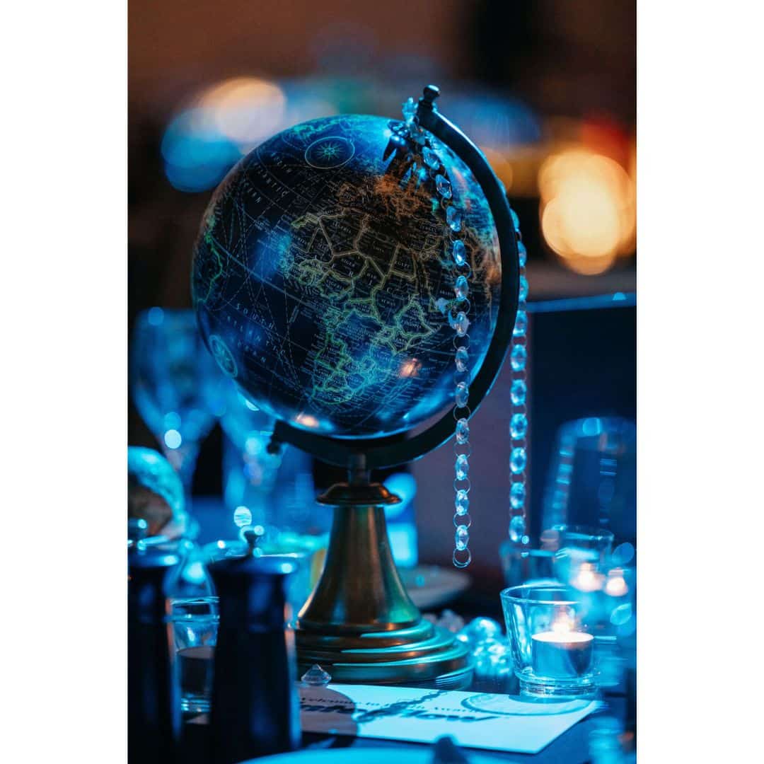 Antique World Globe – Bronze and Black – 38cmH