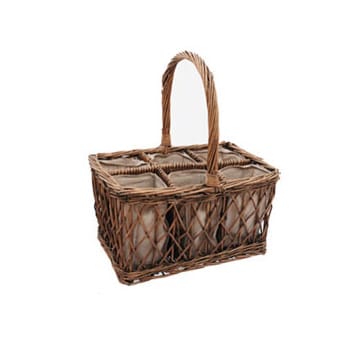 Basket With Handle – Natural Woven – Six Compartment