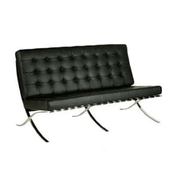 Barcelona Lounge – Black Leather Look – 132cmL x 77cmD x 73cmH