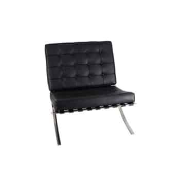 Barcelona Chair – Black Leather Look – 80cmL x 77cmD x 84cmH