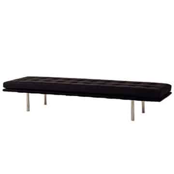 Barcelona Bench – Black Leather Look – 198cmL x 43cmD x 45cmH