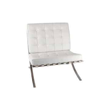 Barcelona Chair – White Leather Look – 80cmL x 77cmD x 84cmH