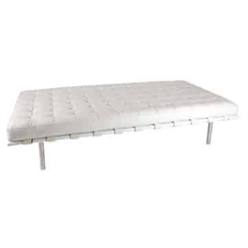 Barcelona Daybed – White Leather Look – 198cmL x 98cmD x 42cmH