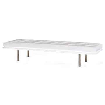 Barcelona Bench – White Leather Look – 198cmL x 43cmD x 45cmH