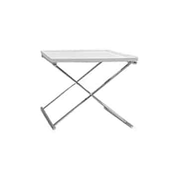 Barcelona Square Coffee Table – Chrome Cross Leg with White Top – 40cmD x 40cmH