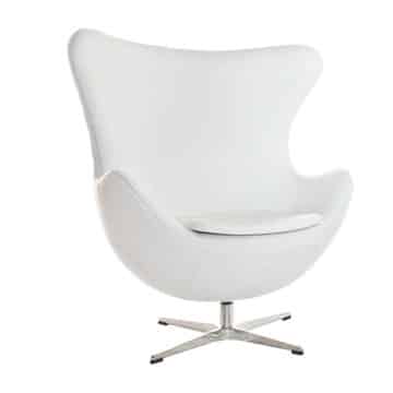 Egg Chair – White Leather Look – 82cmW x 76cmD x 105cmH