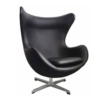 Egg Chair – Black Leather Look – 82cmW x 76cmD x 105cmH