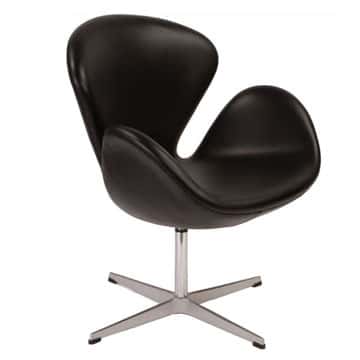 Swan Chair – Black Leather Look – 71cmW x 70cmD x 78cmH