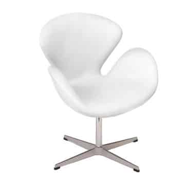 Swan Chair – White Leather Look – 71cmW x 70cmD x 78cmH