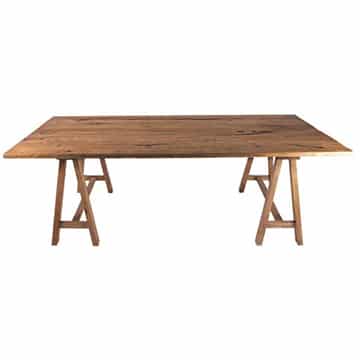 Country Dining Trestle Table – Natural Timber – 240cmL x 100cmW x 75cmH
