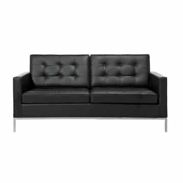 Executive Two Seater Lounge – Black Leather Look – 158cmL x 82cmD x 77cmH