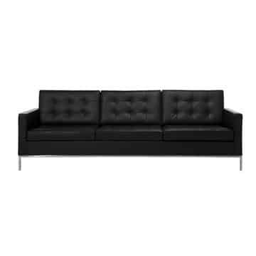 Executive Three Seater Lounge – Black Leather Look – 220cmL x 82cmD x 77cmH