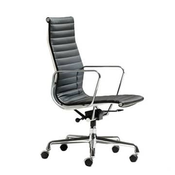 Executive Office Chair – Black Leather Look – 56cmW x 46cmD x 81cmH