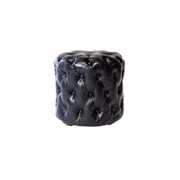 Florence Ottoman – Black Leather Look – 40cmW x 45cmH