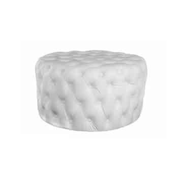 Florence Ottoman – White Leather Look – 80cmW x 45cmH