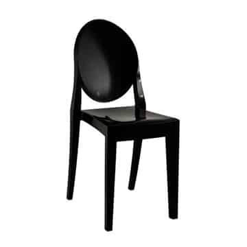 Victoria Ghost Chair- Black – 35cmW x 40cmD x 91cmH