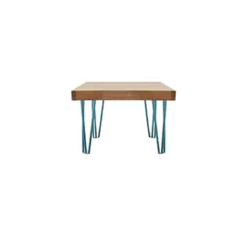 Hairpin Coffee Table – Peacock Blue Legs – 80cmL x 80cmW x 45cmH
