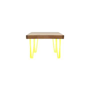 Hairpin Coffee Table – Yellow Legs – 80cmL x 80cmW x 45cmH