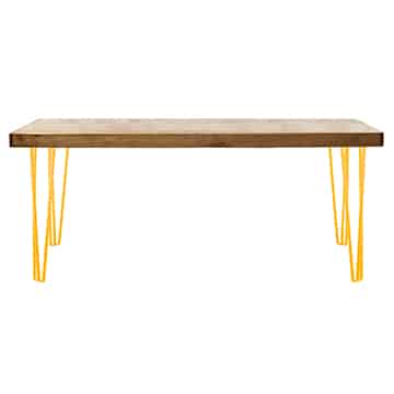 Hairpin Coffee Table – Yellow Legs – 100cmL x 60cmW x 45cmH