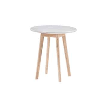 Harpers Side Table – Natural Timber with Marble Top – 43cmW x 45cmH