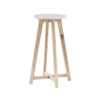 Harpers Bar Stool – Natural Timber with Marble Top – 32cmW x 65cmH