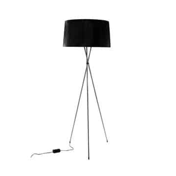 Tripod Floor Standing Lamp – Black Shade – 36cmW x 172cmH