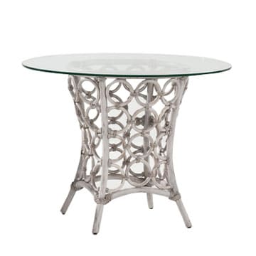 Ramada Dining Table – Antique White with Glass Top