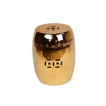 Drum Low Stool – Gold Ceramic – 35cmD x 42cmH