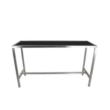 Italia Tapas Table – Chrome Frame with Black Top – 180cmL x 60cmW x 110cmH