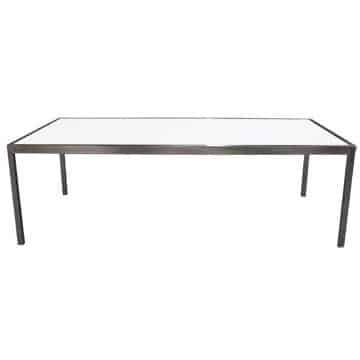 Italia Dining Table – Chrome Frame with White Top – 240cmL x 120cmW x 75cmH