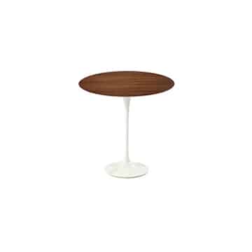 Tulip Side Table – White with Walnut Top – 50cmW x 52cmH