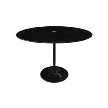 Tulip Cafe Table – Black Glass – 90cmW x 75cmH