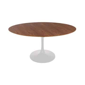 Tulip Dining Table – White with Walnut Top – 120cmW x 75cmH
