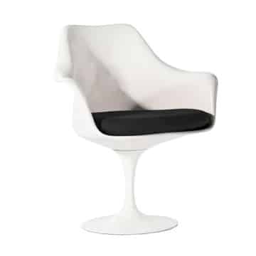 Tulip Armchair – White with Black Seat – 66cmW x 59cmD x 80cmH