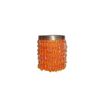 Beaded Candle Holder – Orange – 15 x 10