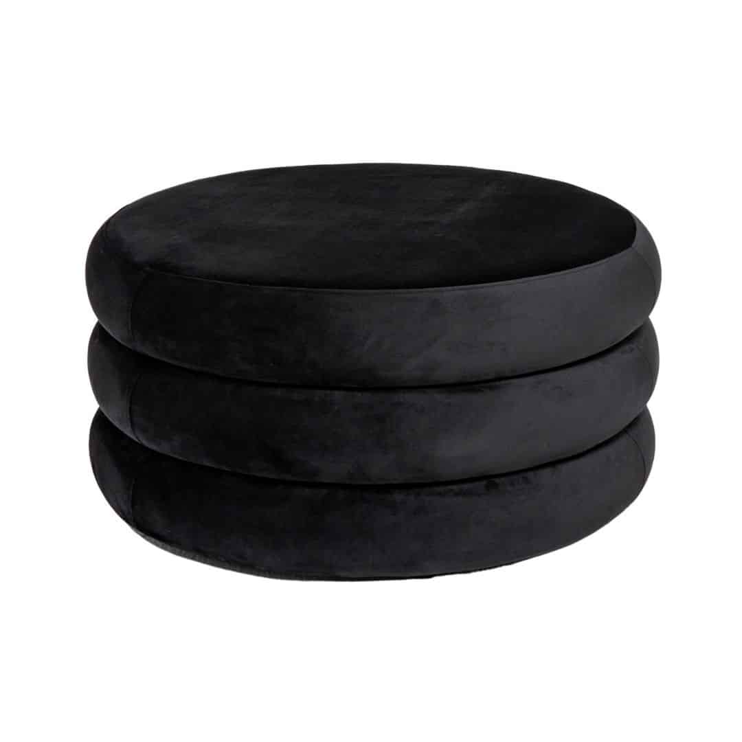 Apollo Ottoman – Black Velvet – Large