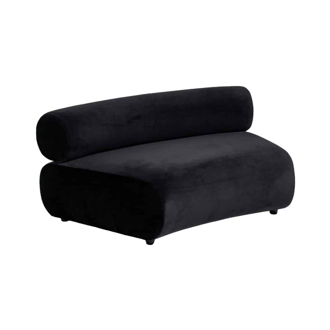 Apollo Single Curved Lounge – Black Velvet