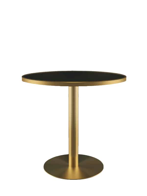 Atlas Cafe Table – Gold with Black Top – 80cmW x 75cmH