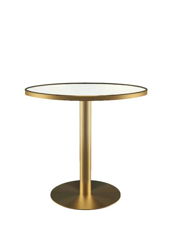 Atlas Cafe Table – Gold with White Top – 80cmW x 75cmH