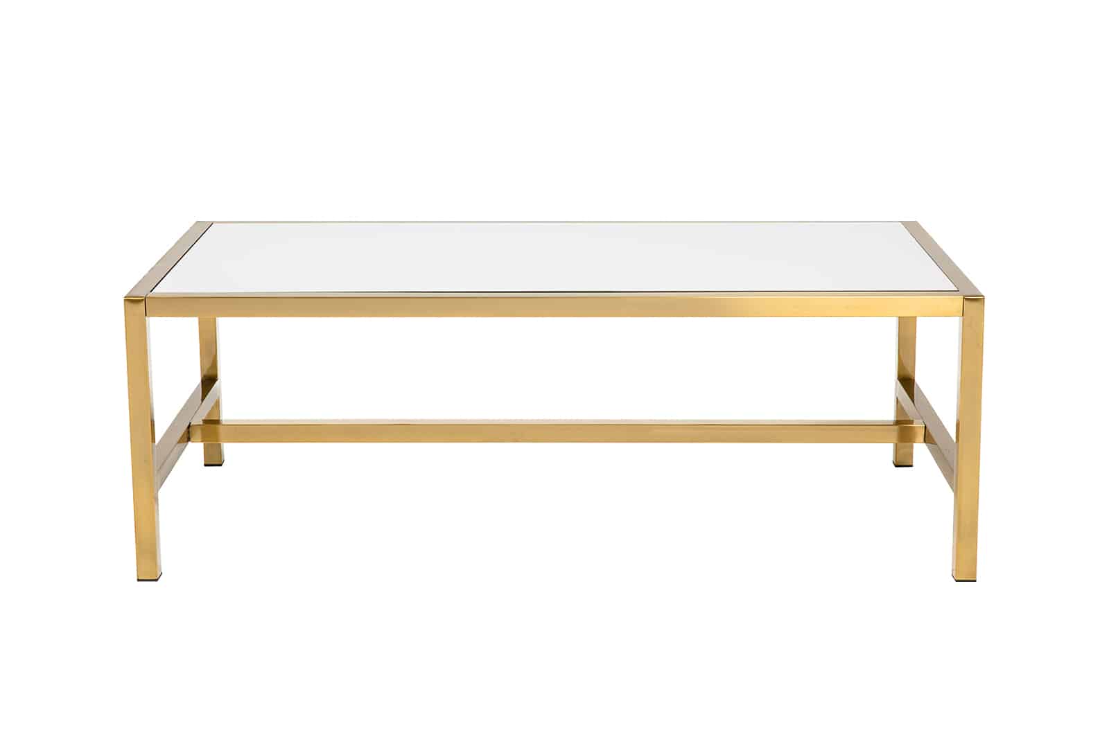 Atlas Rectangular Coffee Table – Gold with White Top – 120cmL x 60cmD x 42cmH Tables