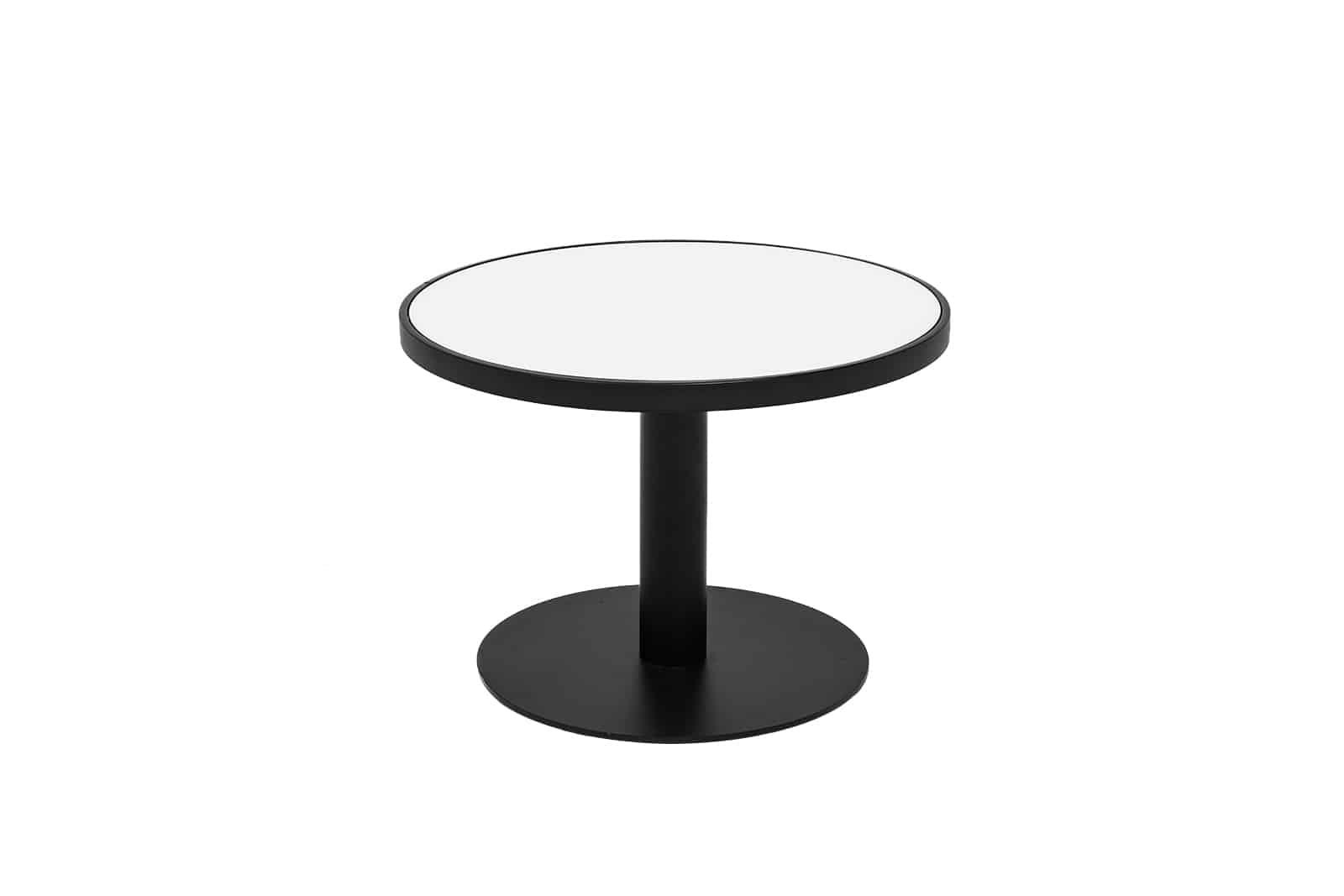 Atlas Round Coffee Table – Black with White Top – 60cmW x 42cmH