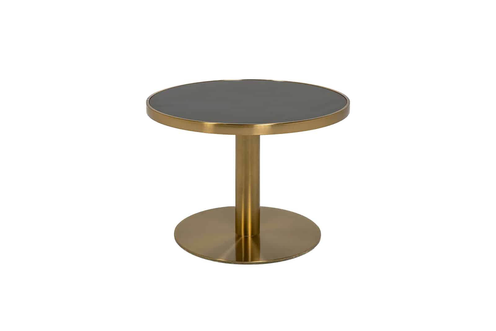 Atlas Round Coffee Table – Gold with Black Top – 60cmW x 42cmH
