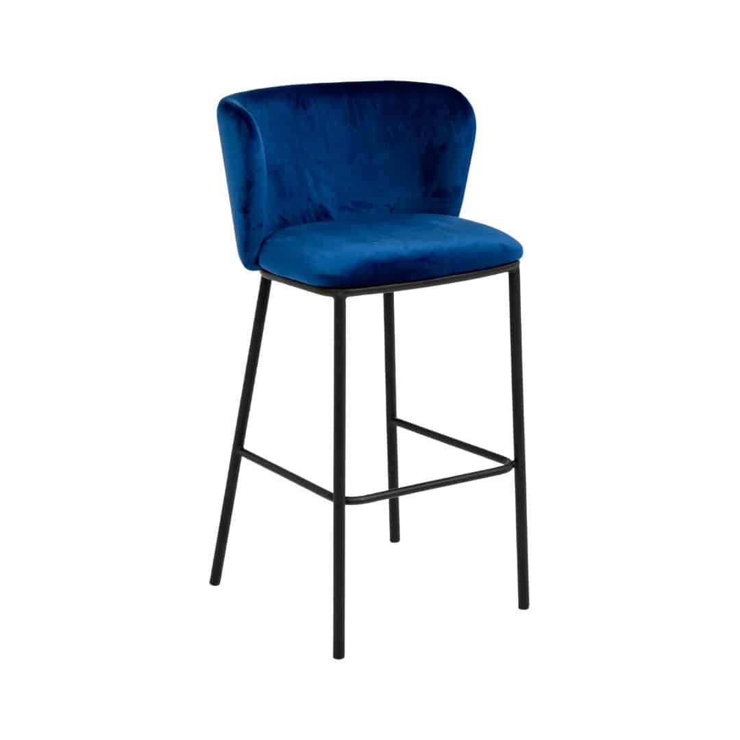 Nox Bar Stool – Navy Blue Velvet