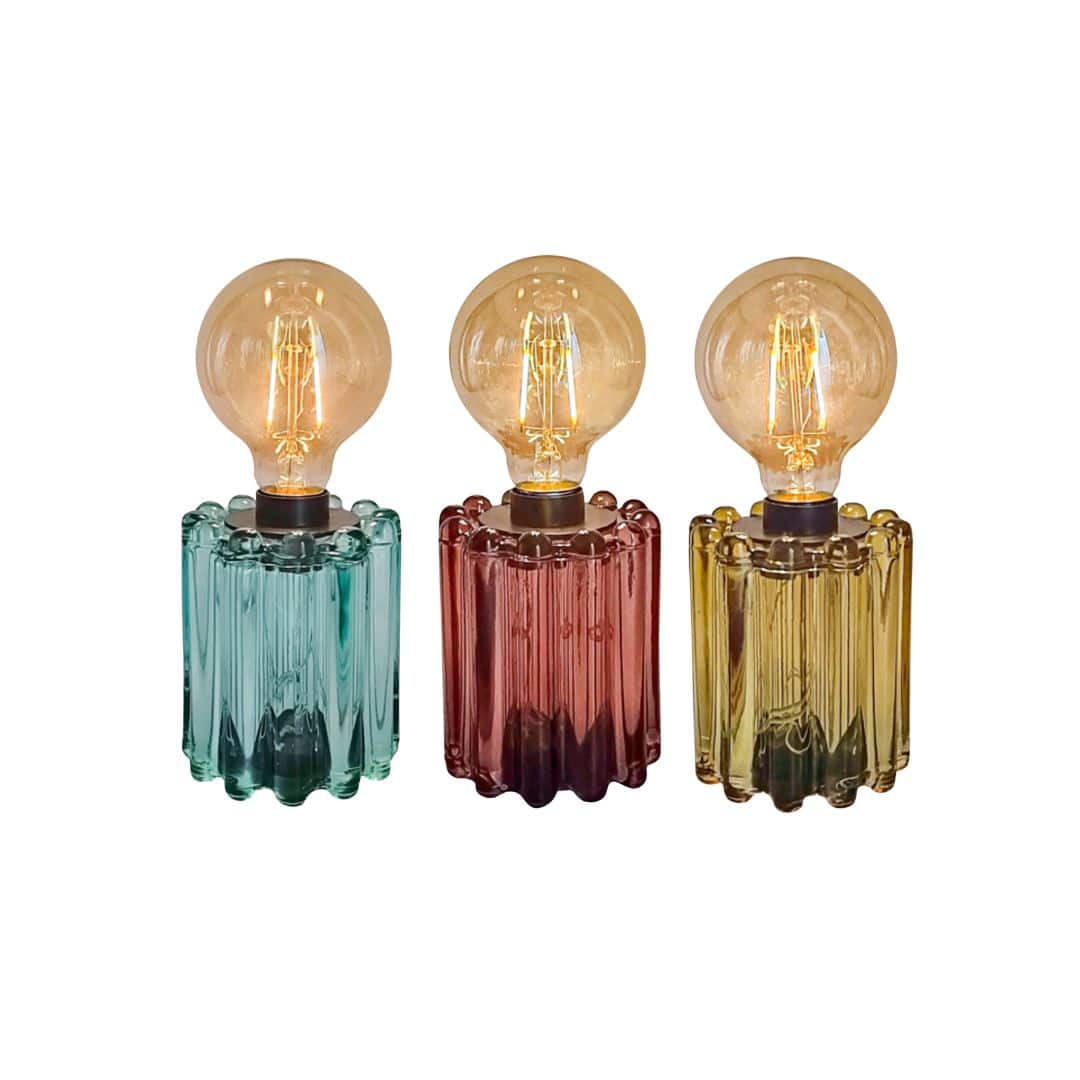Enya Glass Bulb Light – Assorted Colours – 9.5 cmW x 9.5 cmD X 24 cmH