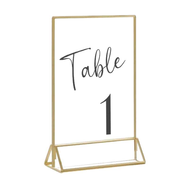 Table Number Acrylic Frame – Gold Lined – 13.5cmW x 22cmH